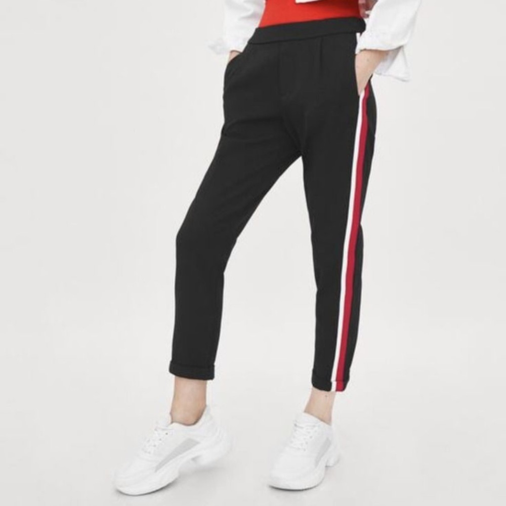 Zara red and white stripe trouser